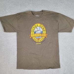 Bubba Gump Shrimp Co T-Shirt Mens‎ Large Brown Olive Graphic Tee Chicago